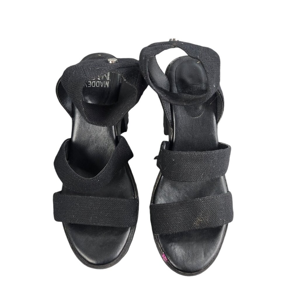 Madden NYC Womens Chunky Black Sandals Size 8 Lug Sole y2k Platform - Picture 2 of 9